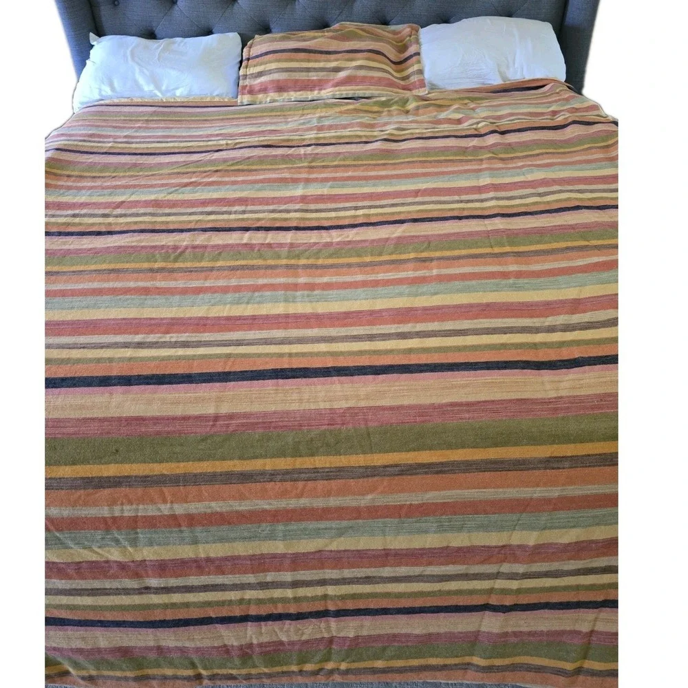 Pottery Barn King Duvet Cover Foundations Logan Stripe Orange Multicolor Stripe